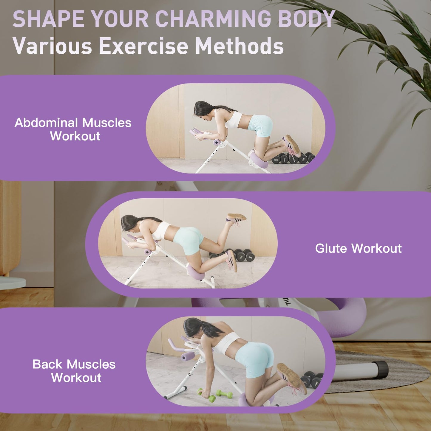 CRYSTAL Ab Machine, Adjustable Ab Machine,Ab Trainer Machine,Ab Dominal Exercise Machine at Home Gym for Stomach Workout with LCD Monitor,Ab Workout Equipment
