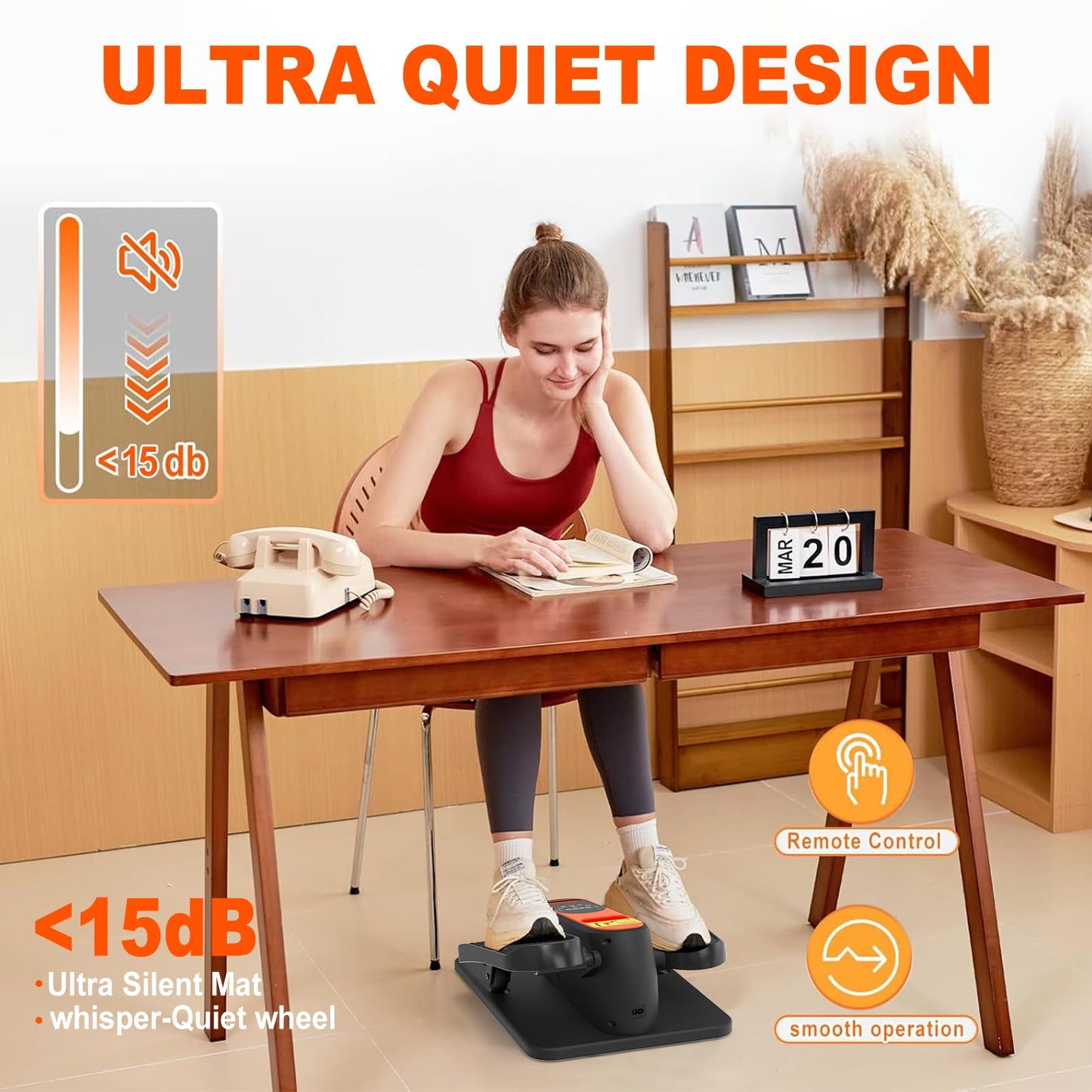 HOTSWEAT Under Desk Elliptical Machine, Ellipse Leg Exerciser as Seen on TV for Seniors with Remote Control, Portable Electric Seated Pedal Exerciser with 12 Speed Levels for Home Office