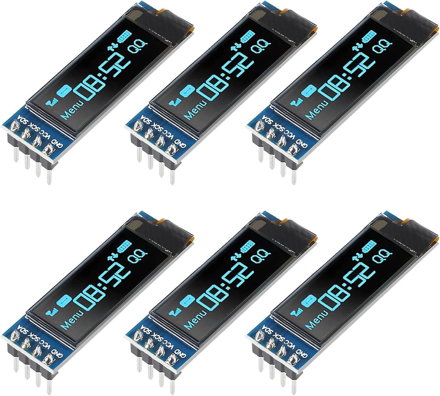 JUZITAO 6PCS I2C 0.91 Inch I2C I2C 3.3V~5V(Blue Display Module OLED Display Module Blue OLED Screen Driver DC Display