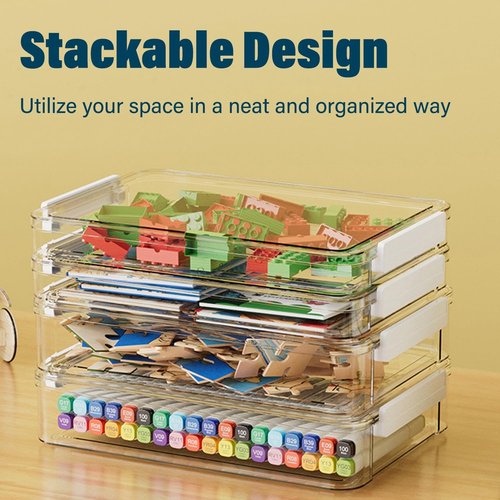 Clear Plastic Storage Box - 5.5qt Snap-Tight Latch Organizer | Stackable Container for A4 Files, Photos & Crafts