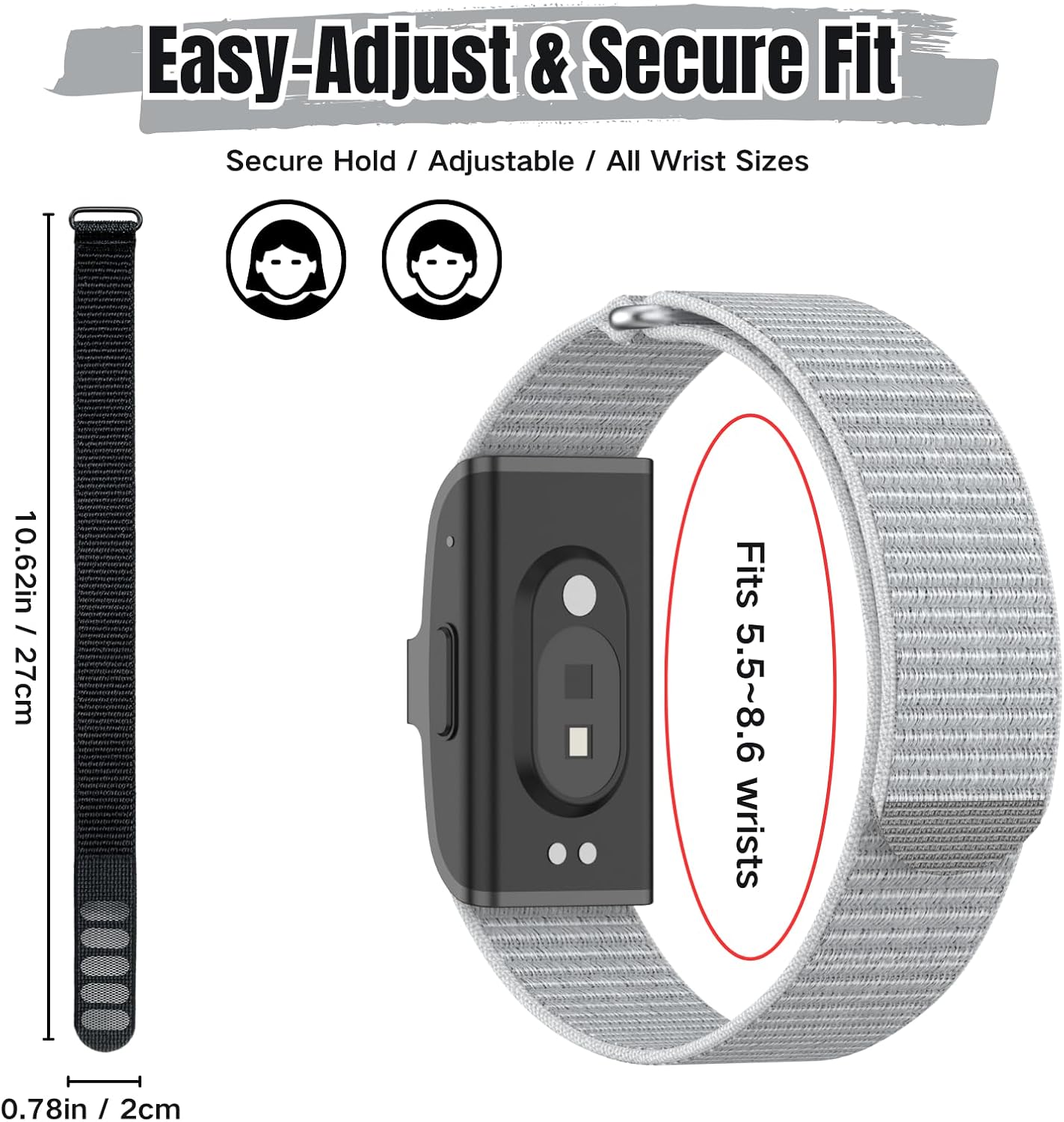 CAMTOVGCA Nylon Loop Compatible with Hume Band, Nylon Replacement Strap, Soft Adjustable Breathable Sport Wristband