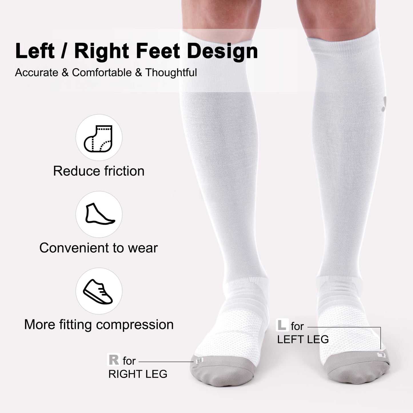 musesox Compression Socks for Women and Men,Knee High 15-20mmHg Graduated Support(3 Pairs) for Nurses,Travel,Black,Medium