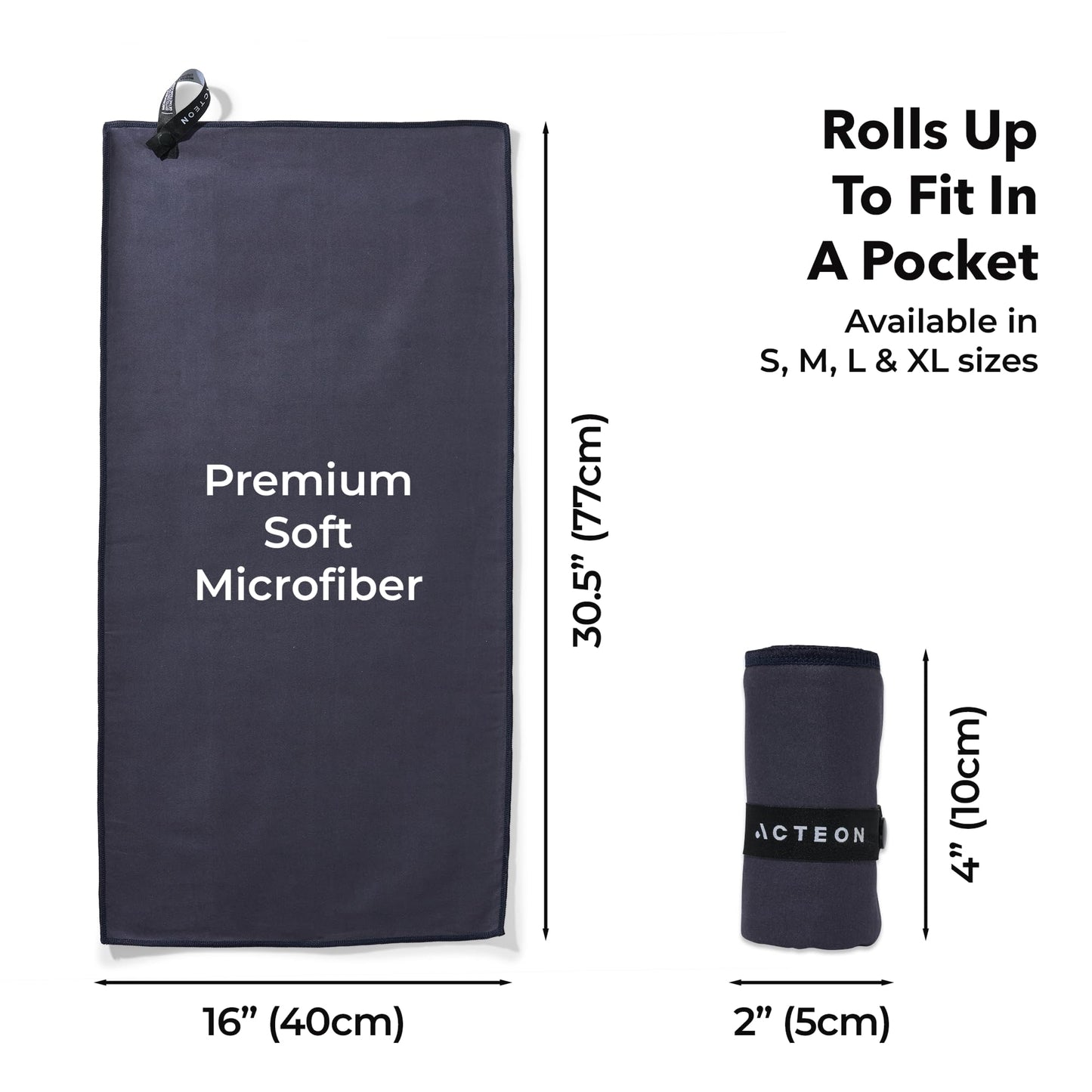 Acteon Microfiber Gym Towels 5 Pack, Quick Dry Silver ION Odor-Free Super Absorbent Sweat Towels for Men & Women, Workout, Yoga, Running, Beach, Travel – 16x30.5 Inch (Midnight Blue)