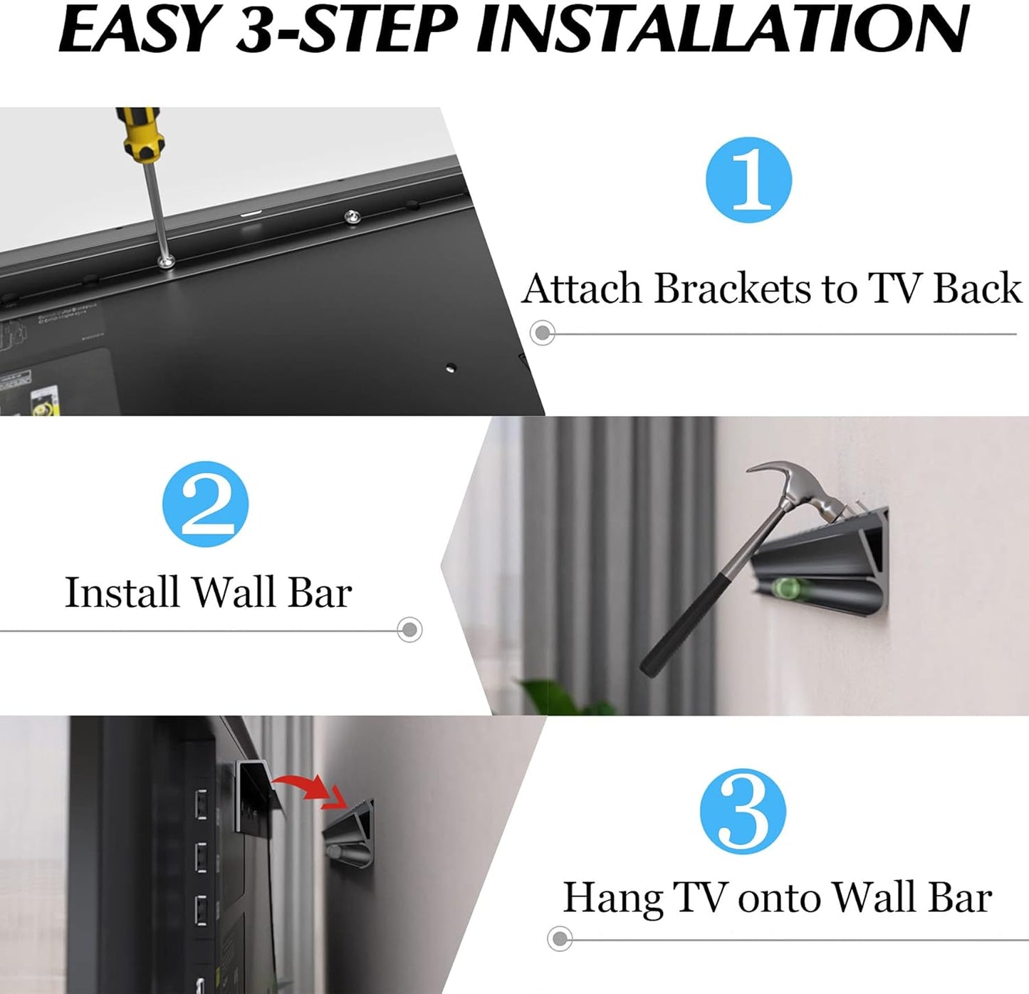 Auoace 12-55 inch 99 lbs, No Stud TV Wall Mount, Drywall Studless TV Hanger No Damage, No Drill, Non Screws, Dry Wall
