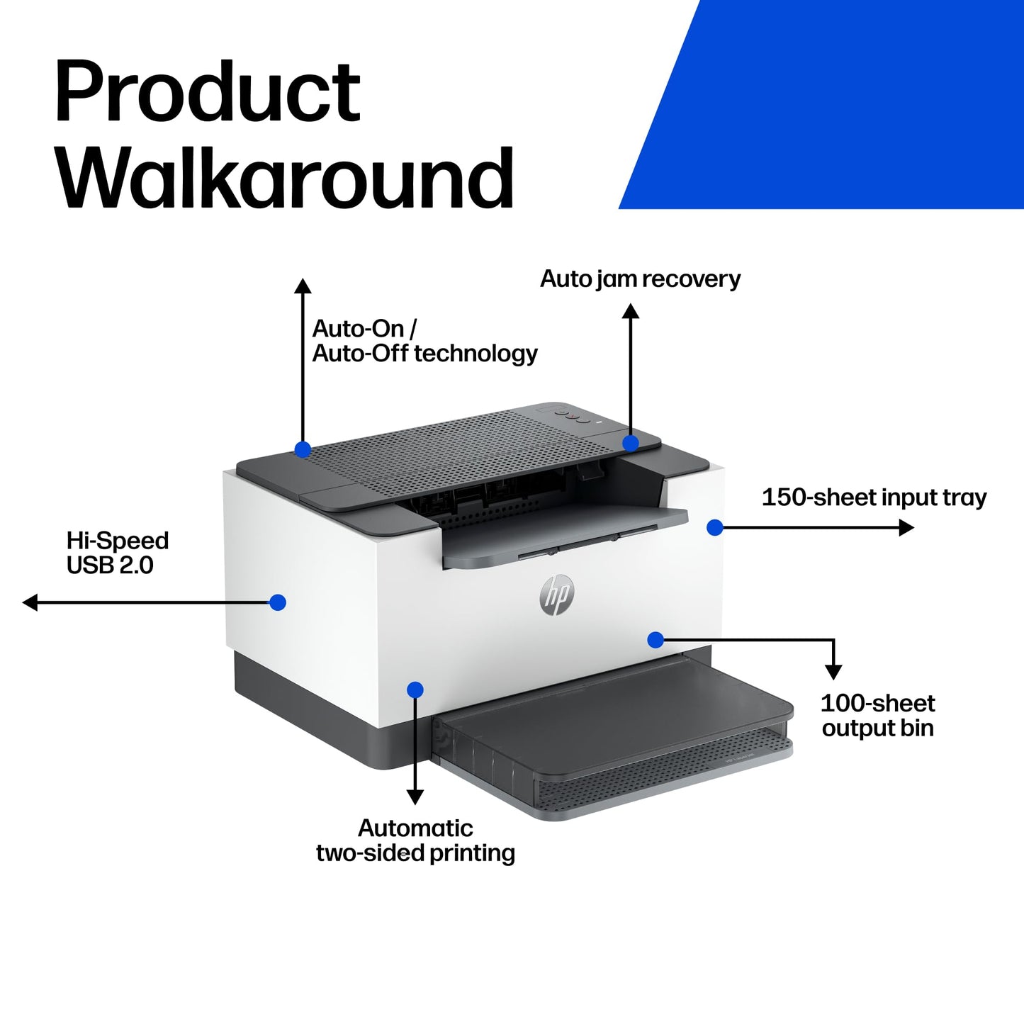 HP LaserJet M209d Laser Printer, Black and White, Automatic Duplex, Wired Connection Only (USB Cable Included), Best-for-Home Office (8J9L0F)