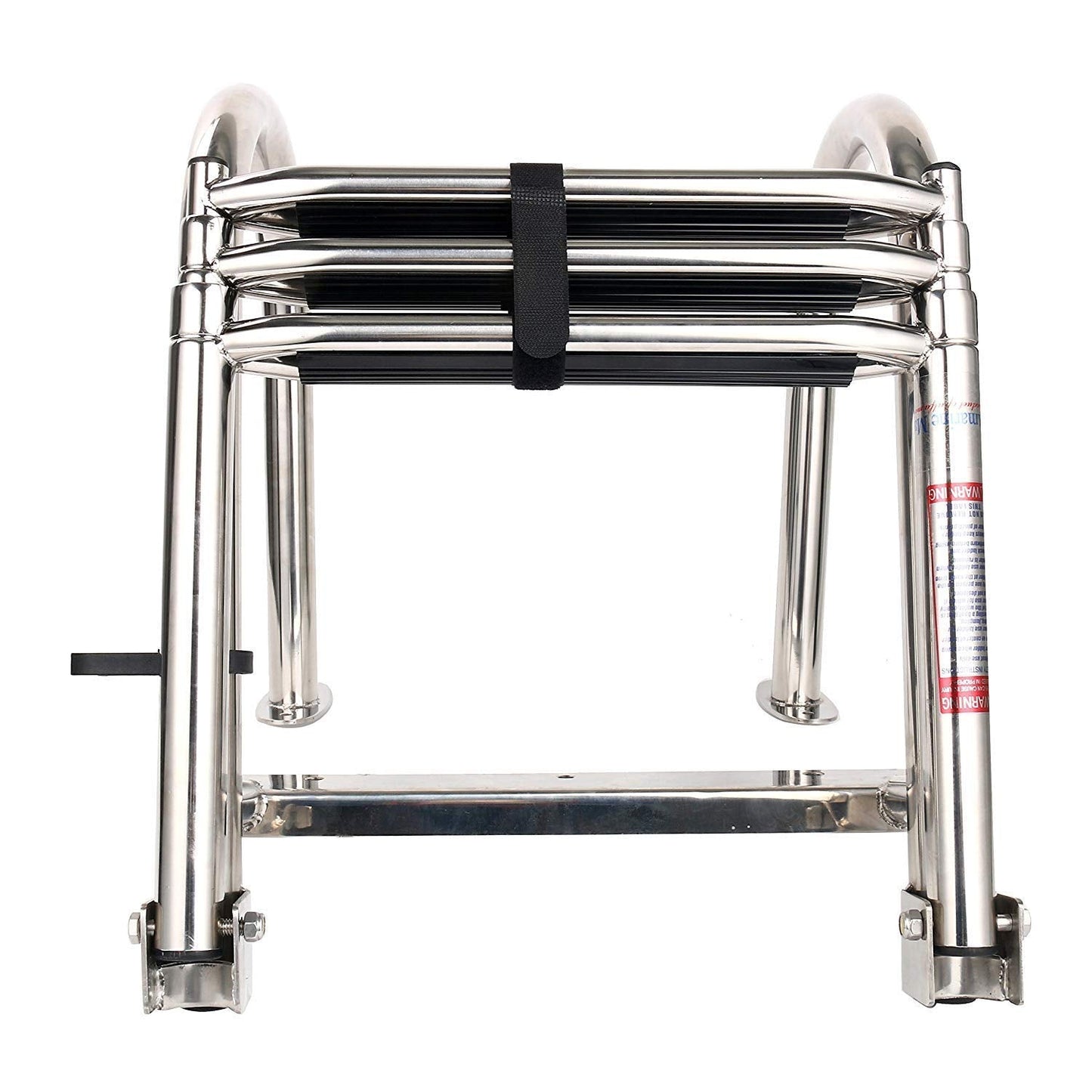Amarine Made Boat Ladder, 3 Step Premium Stainless Folding Rear Entry Pontoon Boat Ladder w/Extra Wide Step