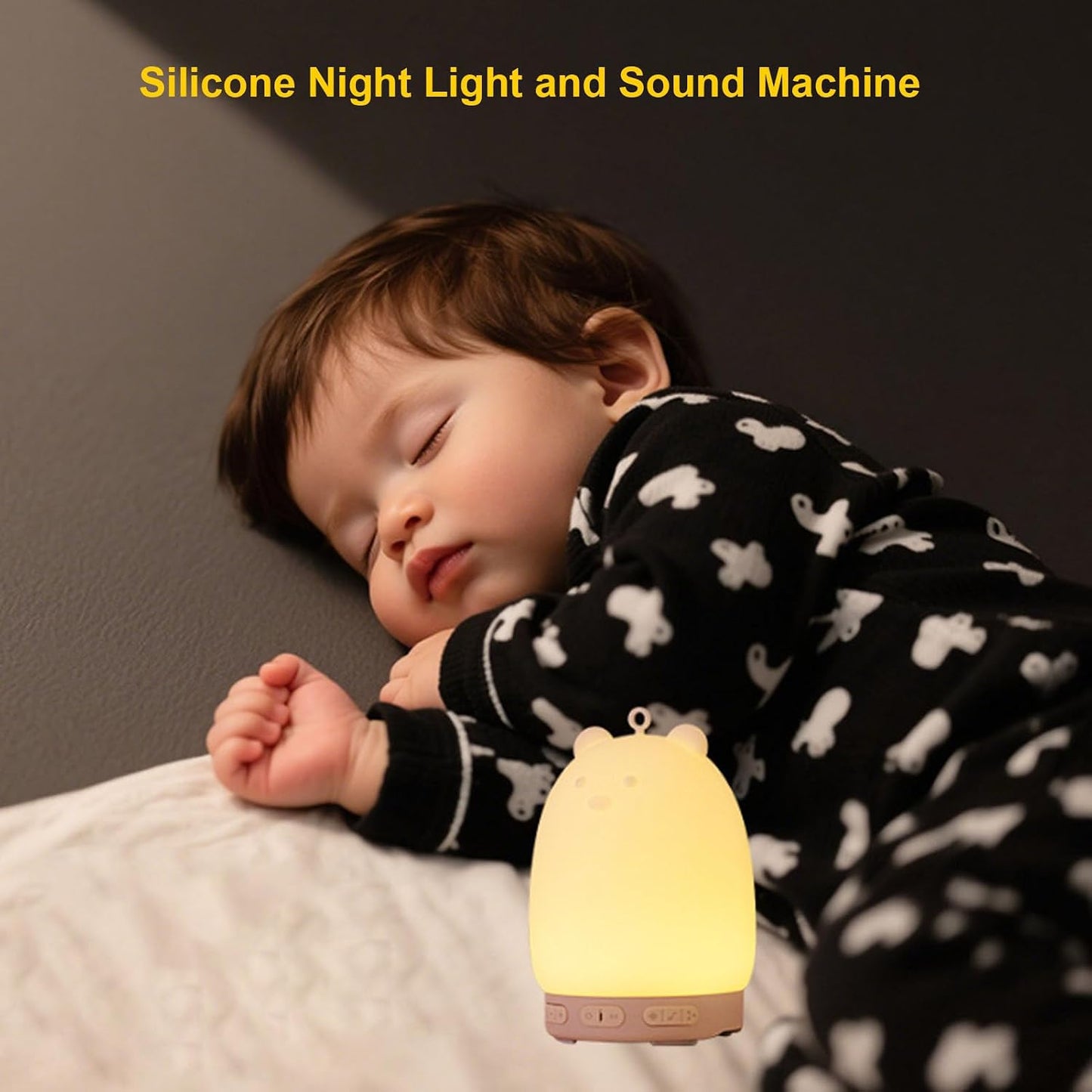 Zopsc Dimmable 2W Bluetooth Speaker Night Light, Portable Cute Bear Design with Color, Speaker and White Noise Sound