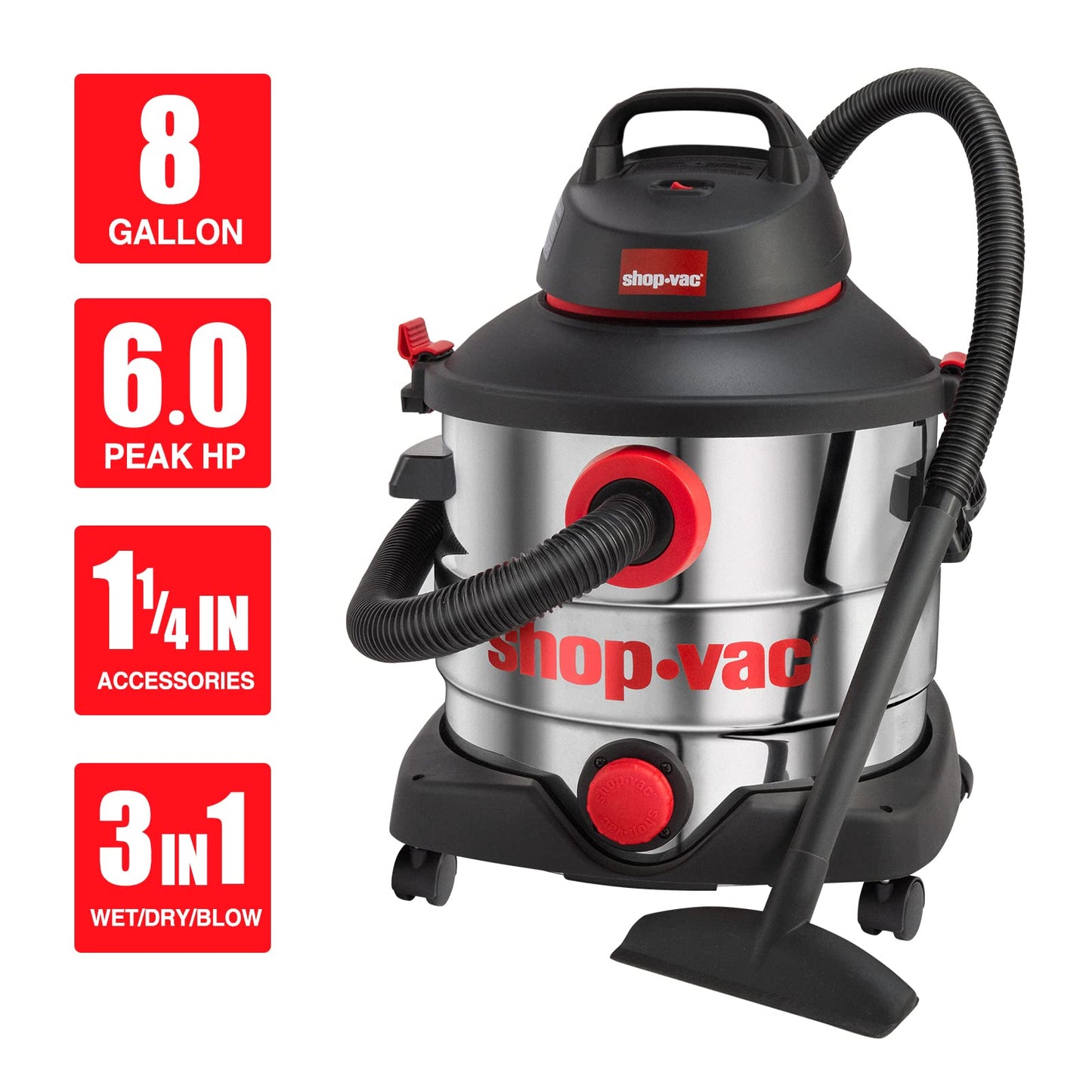 Shop-Vac 5989400 8 Gallon 6.0 Peak HP Wet/Dry Vacuum + 90304 Replacement Cartridge Filter