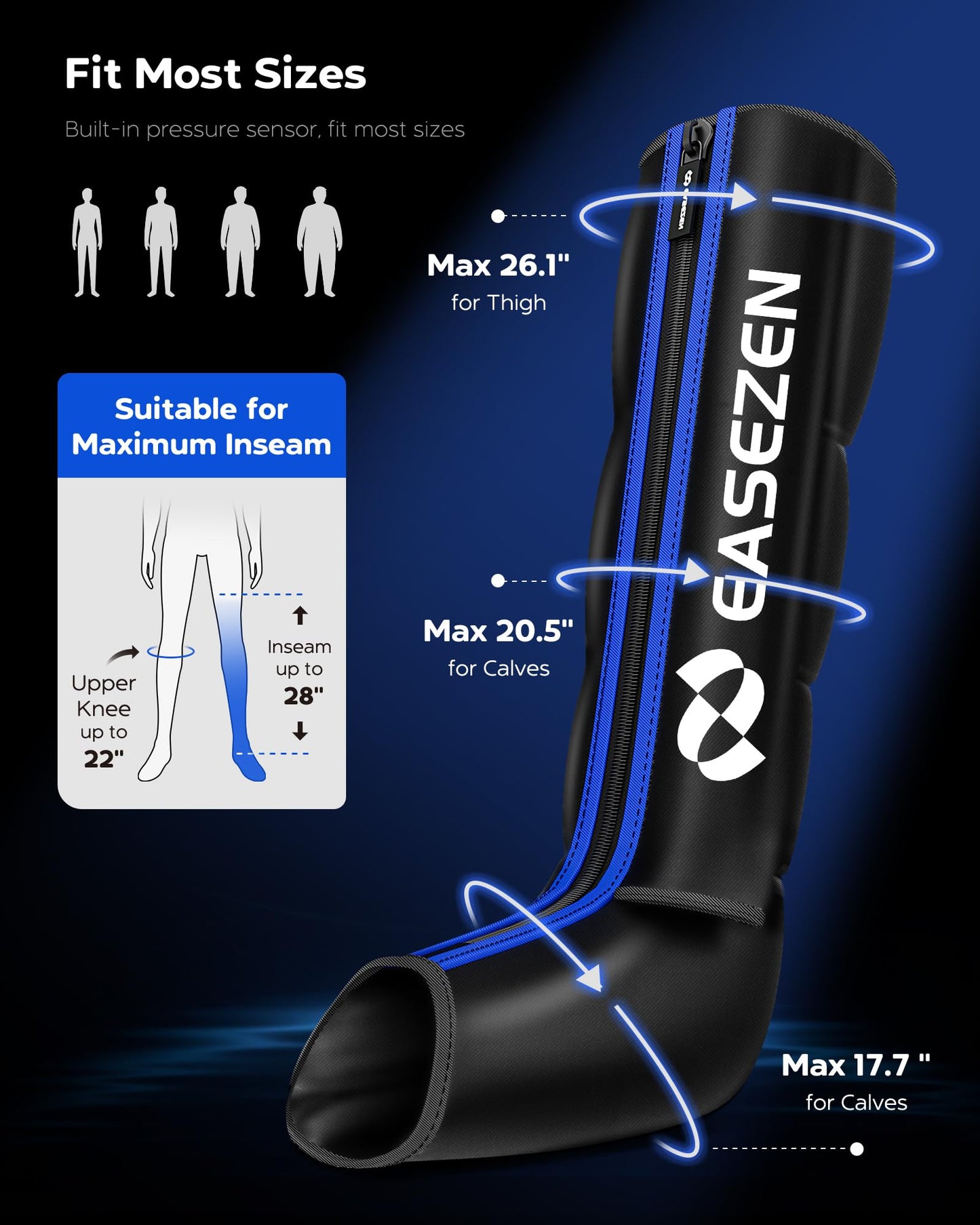 EaseZen Leg Compression Massager for Circulation and Pain Relief, Leg Recovery Compression System for Fast Recovery of Foot, Calf and Thigh, Relieve Edema, Reduce Muscle Fatigue