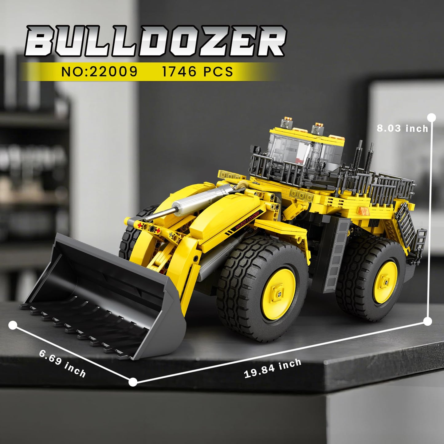 Reobrix Bulldozer Building Blocks Set for Adults with Lights 22009, RC Loader Building Toy, Remote Control City Construction Engineering Vehicle Mechanical Excavator Model Kit for Adult (1746PCS)