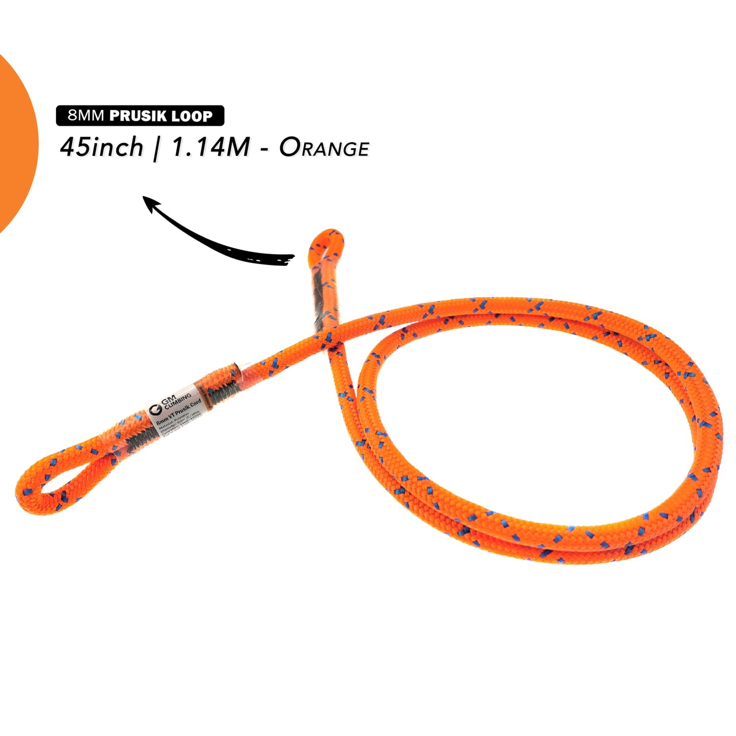 GM CLIMBING 8mm (5/16") Prusik Sewn Eye-to-Eye Pre-Sewn 45 inch