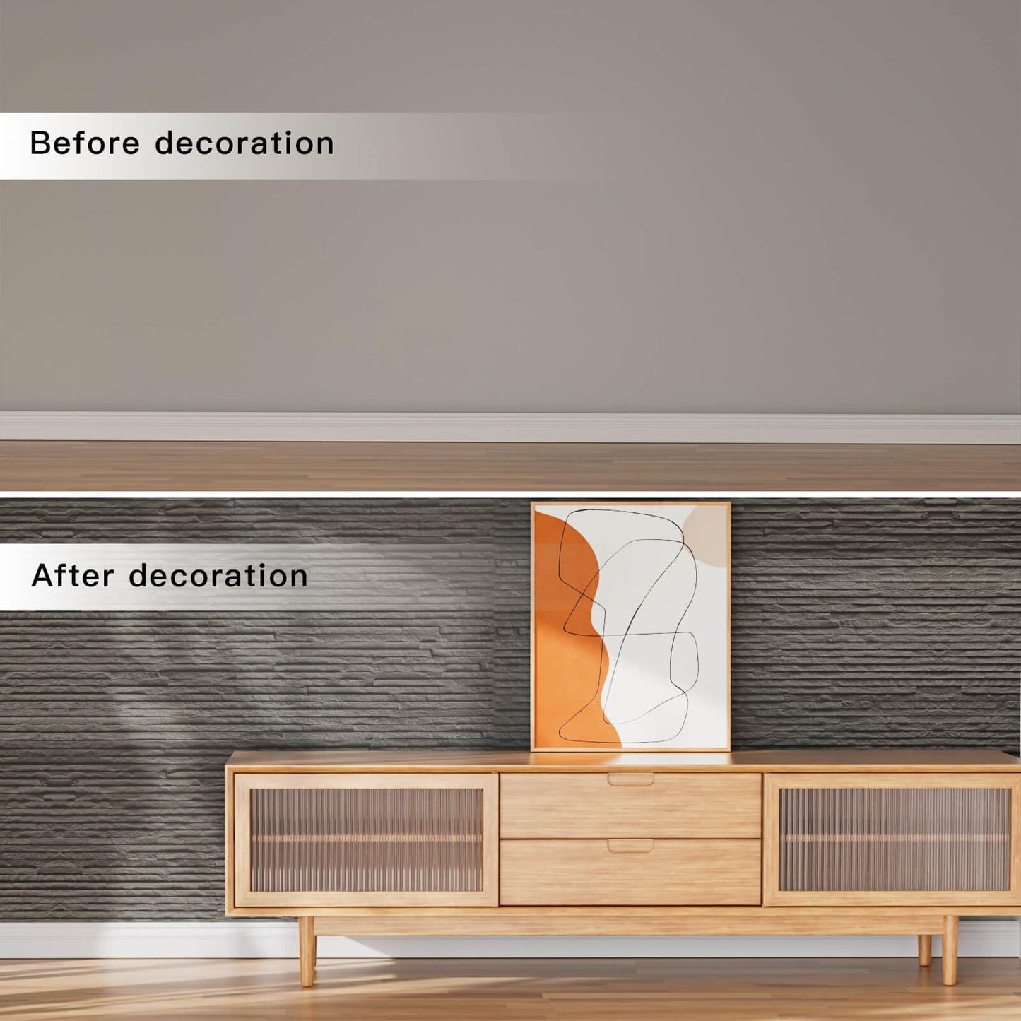 3D Wall Panels - 4PCS 47.2"x23.6" Faux Stone Peel and Stick Wall Covering - MCM Modified Clay Material for Home Art, Accent Brick, Modern Exterior/Interior Decoration, Covering 31 sq.ft