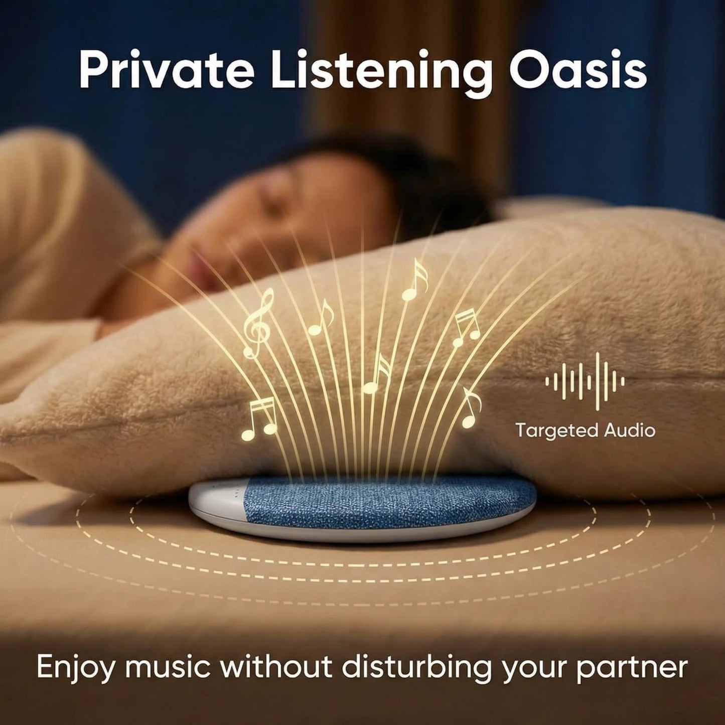 Learoin 2026 Sleep Pillow Speaker, Upgrade Bluetooth Pillow Speaker for Sleeping, Ultra-thin Pillow Speaker with White
