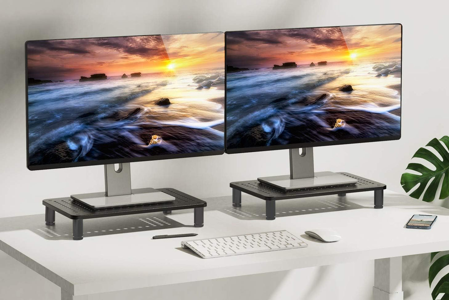 14.5" 9.25" 3.25" 1 Husky Mounts Monitor Riser Laptop Stand, Adjustable Legs, Stackable, x x Max Height, Matte Black
