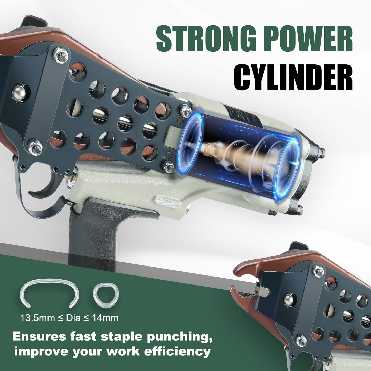 Woodpecker C130L 11 Gauge Pneumatic Heavy Duty Hog Ring Plier with 304 Stainless C50 Hog Ring Staples 1600PCS