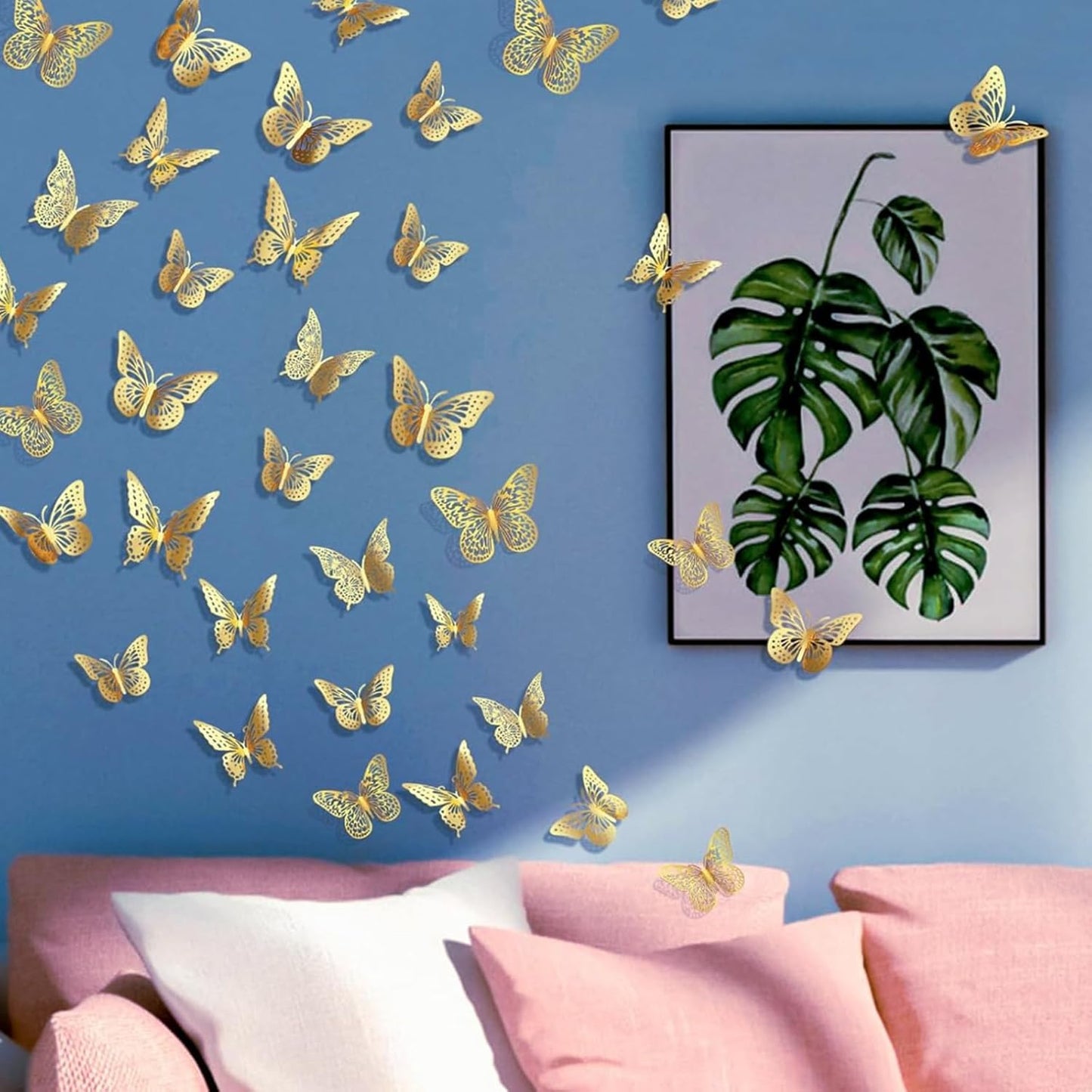 Pymin 3D Butterfly Wall Decor - 12 PCS Gold Butterfly Stickers with Magnets for Party Decorations