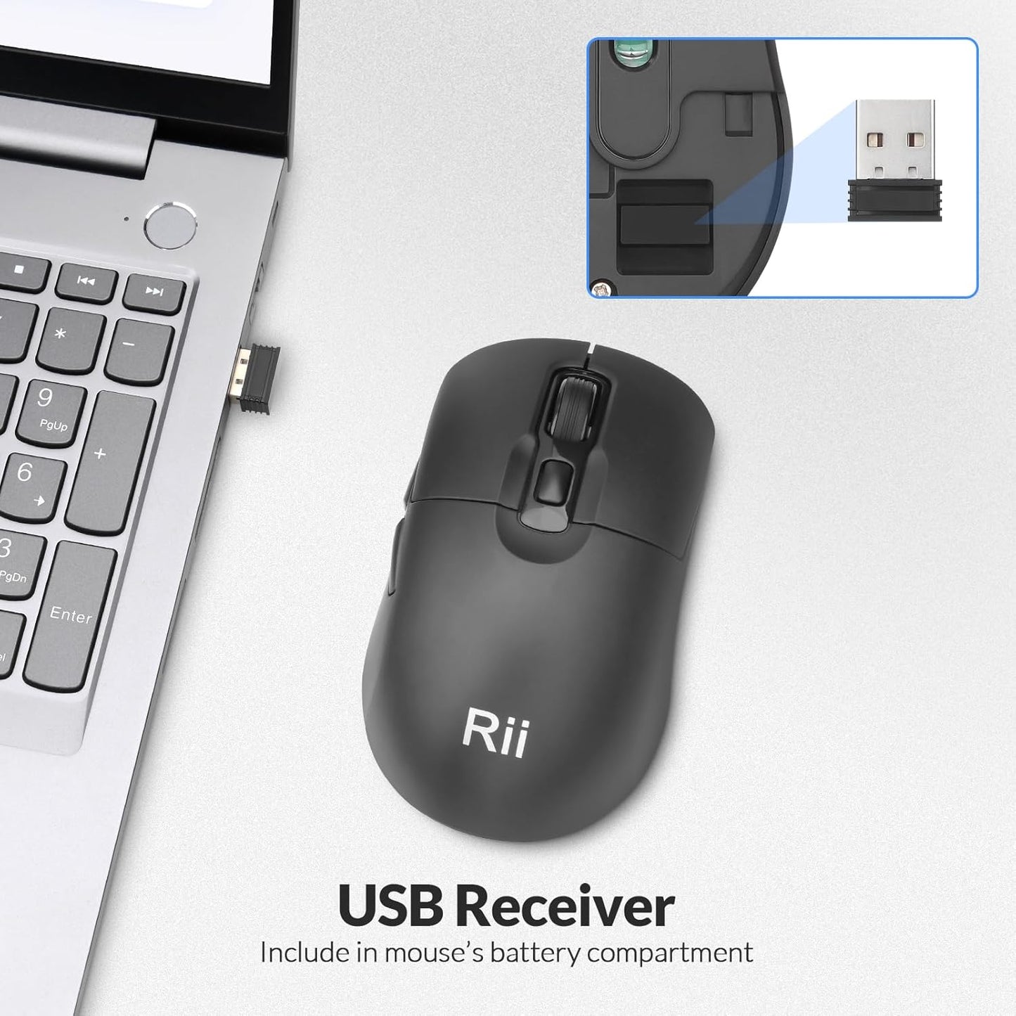 Rii RK209 2.4G 5000 Wireless Keyboard and Mouse, Full-Sized Quiet Wireless Ergonomic Keyboard,Quiet Typing