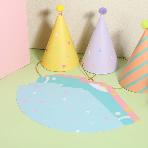 6Pcs Birthday Hats for Dog/Cat, Cute Dog Party Hats with Pom Poms Mini Party Hat Adjustable Mini Cat Birthday Party Hat for Kittens Rabbits Small Animals