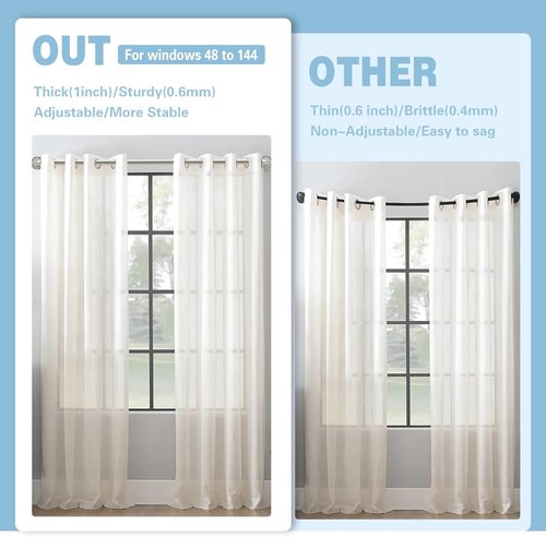 Byondeth Curtain Rods - Adjustable Blackout Wrap Around | 16 to 144 Inches, Brushed Nickel Finish