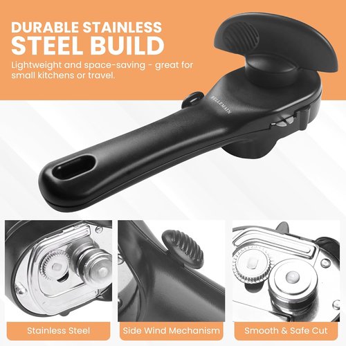 Bellemain Stainless Steel Can Opener - Ergonomic Manual Design for Smooth Edge Cutting | Perfect for Home Chefs