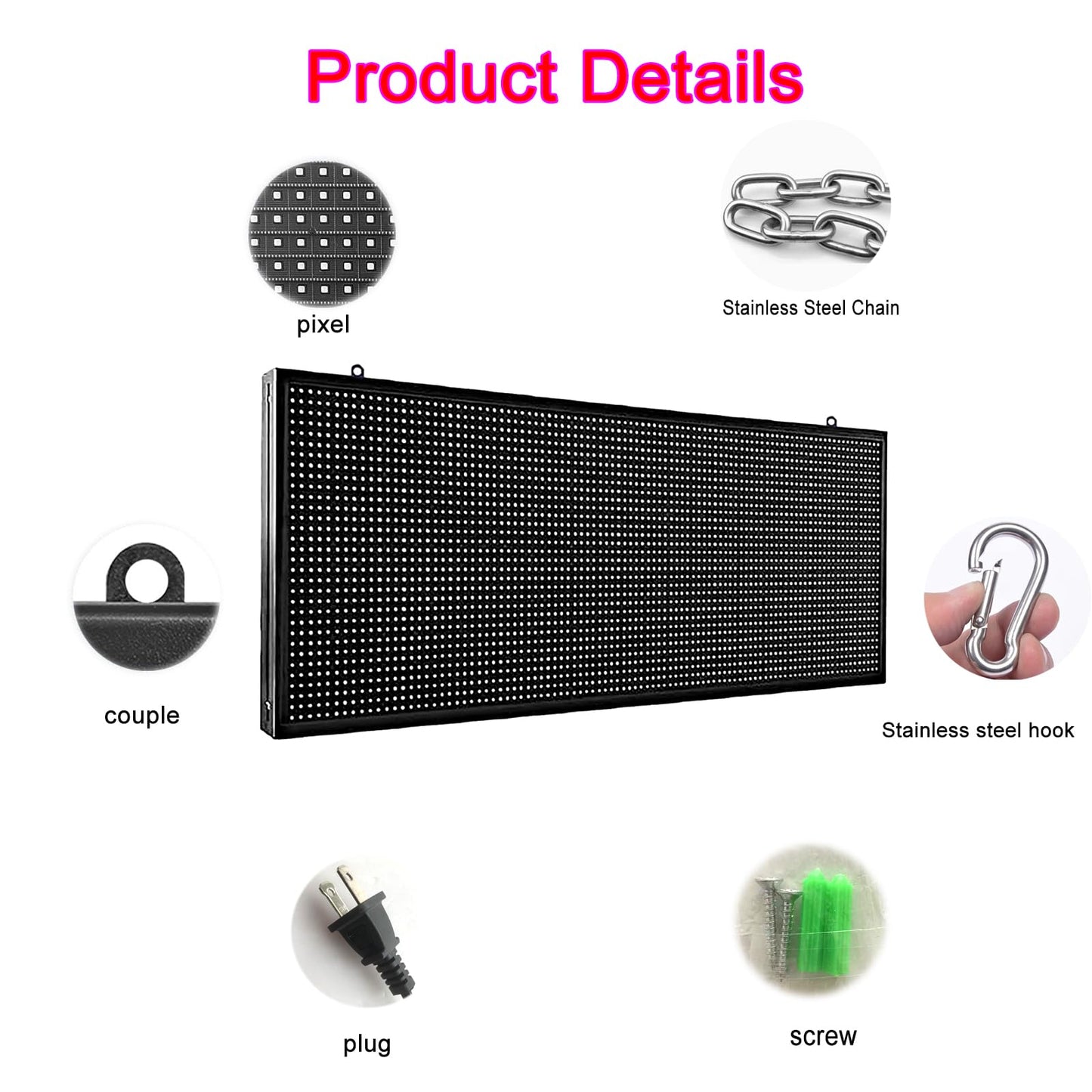 P10 Programmable Outdoor Scrolling LED Sign，39x14 Inch WiFi Controlled Digital Sign，The Perfect Solution for Commercial Advertising