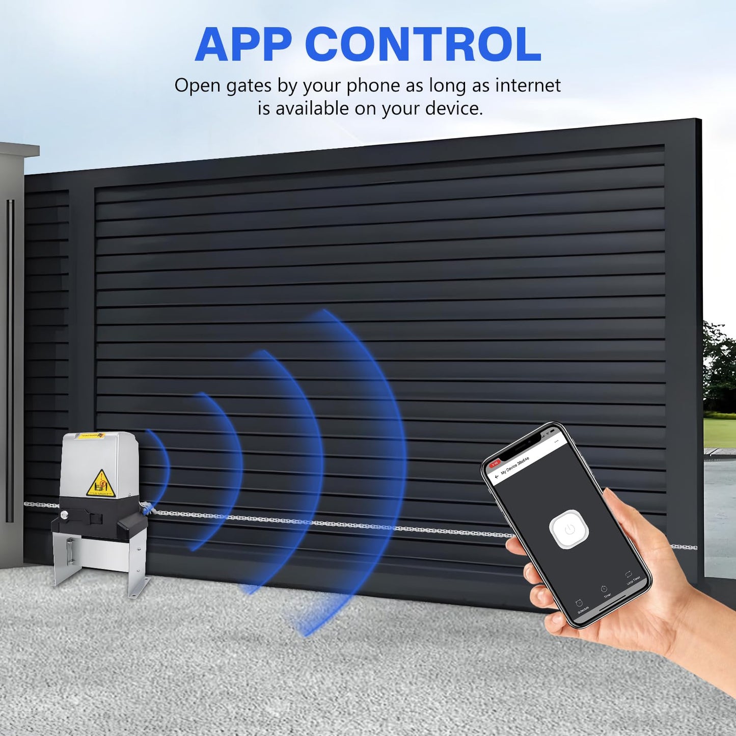 4400lb Automatic Sliding Gate Opener APP Control with 4 Remotes,750W Electric Sliding Gate Opener Automatic Motor Remote Kit with Wireless Keyboard for Sliding Gate Opener Up to 40ft