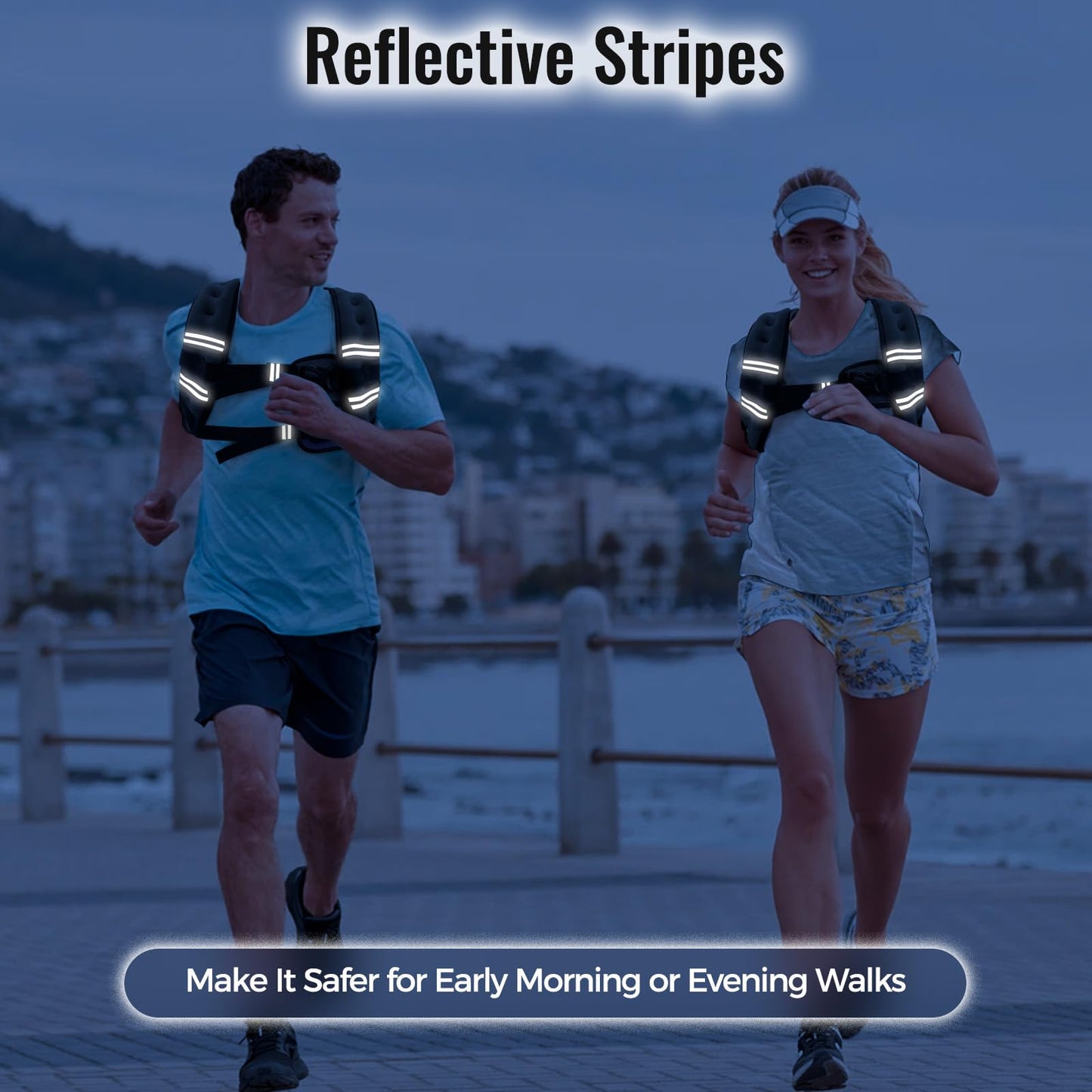 Zeerun Weighted Vest for Women & Men with Reflective Stripe and Adjustable Buckle, Comfortable & Durable Rucking Vest for Walking, Running & Strength Training, 15LBS-Black