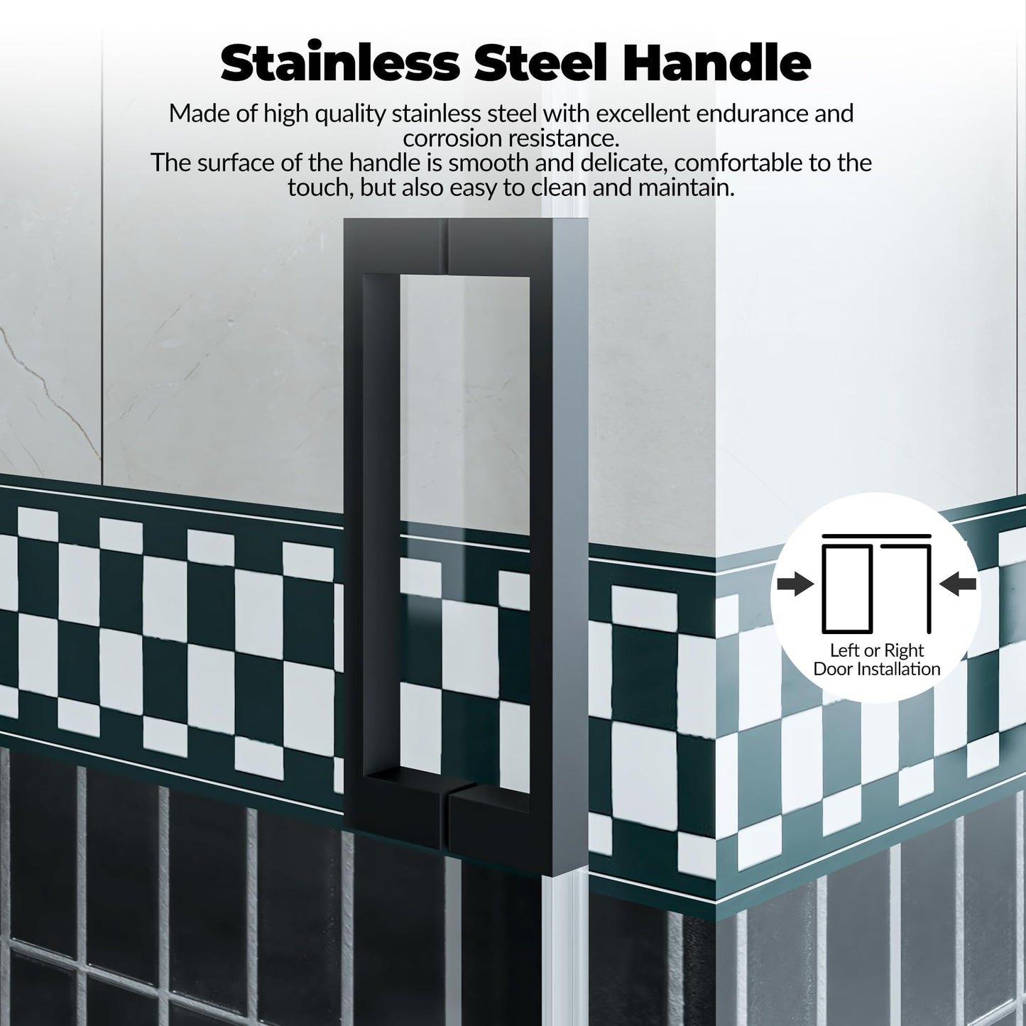 44-48" W x 76" H Frameless Sliding Shower Door, 1/4" (6mm) Tempered Glass with Explosion-Proof Film, Matte Black Stainless Steel Track & 55mm Rollers, Bypass Bathroom Door