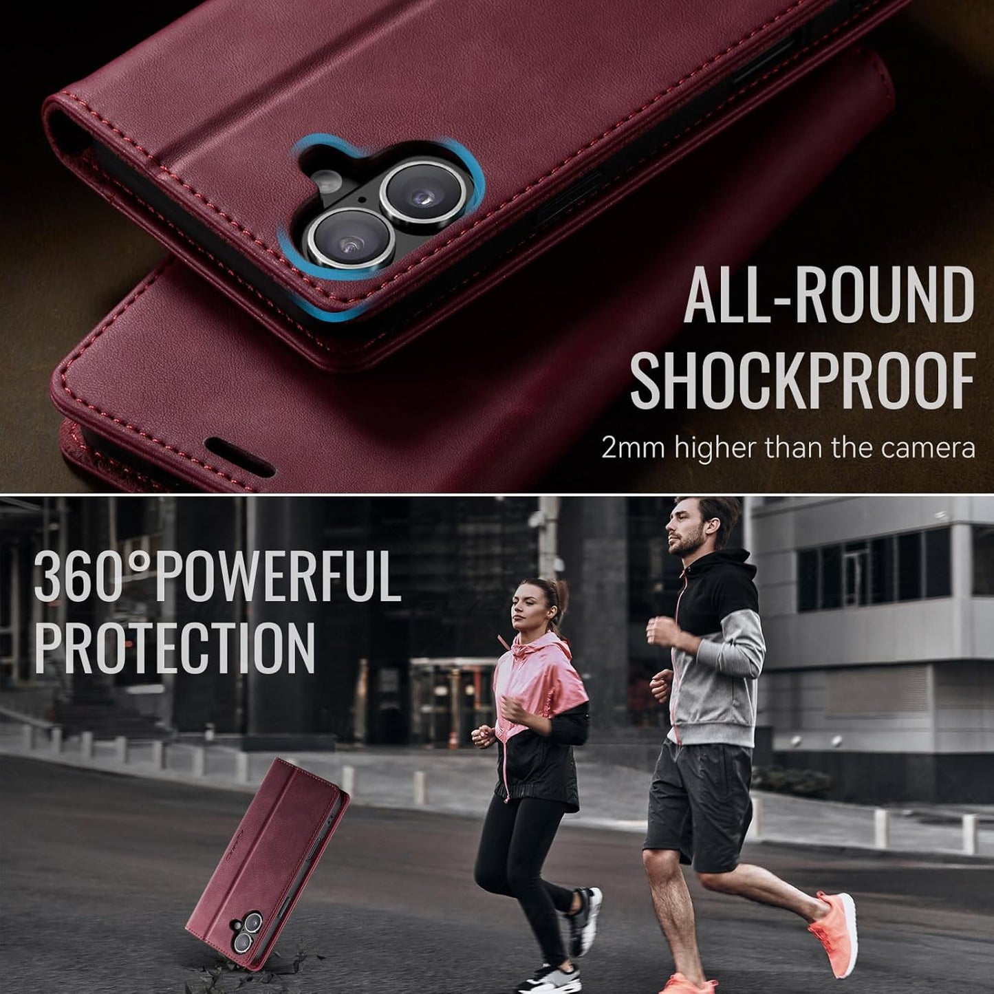 Cracedily 17 17, Wallet Case for iPhone Leather Wallet Flip Cover with Card Holder, Kickstand, Magnetic Closure, RFID