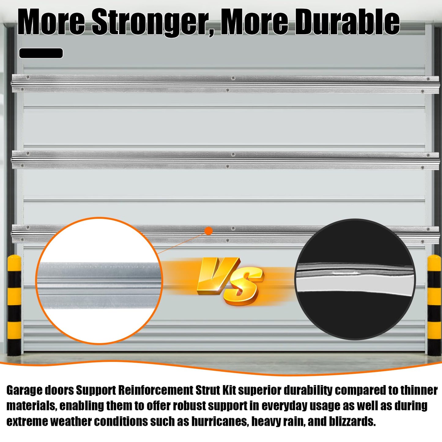 LAJIAOZ Garage Door Strut 16 Foot Heavy Duty Garage Door Reinforcement Support Strut-Ultimate Hurricane, Storm, Snow, and Wind Protection, Garage Door Brace, DIY & Pro Ready for 8/9/16/20FT Doors