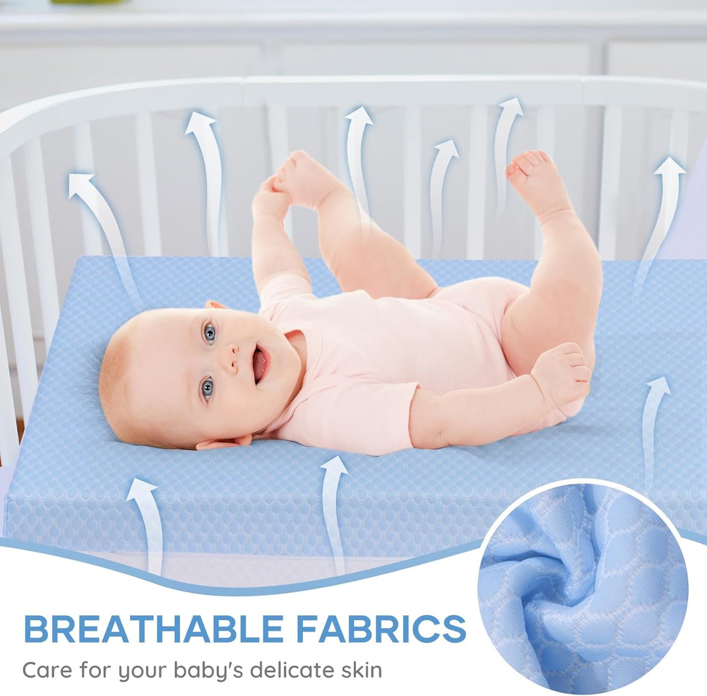 Skiennix Crib Mattress - Dual-Sided Memory Foam for Baby & Toddler | Soft, Breathable, 52" x 27.6" x 5.5", Washable Cover