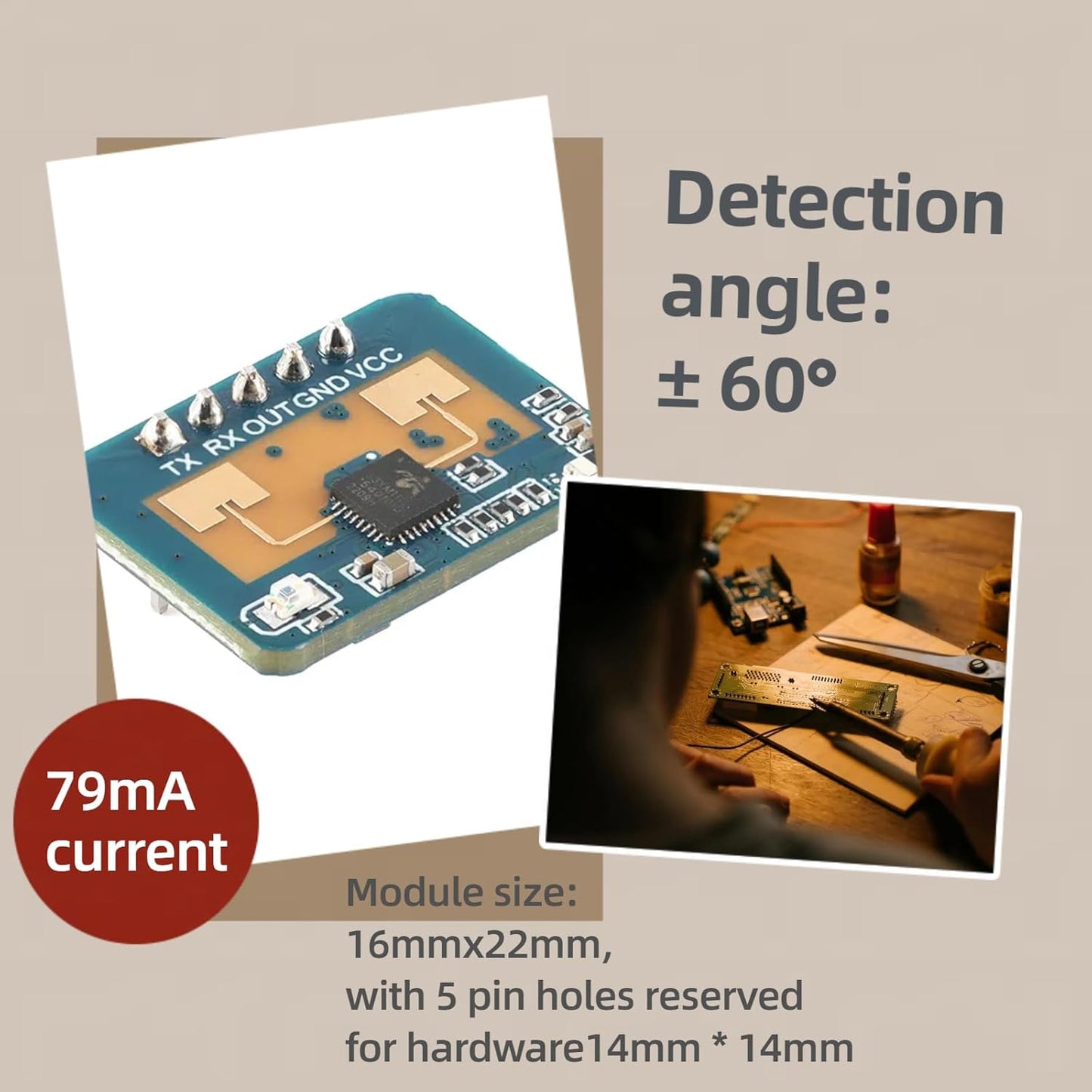 EC Buying LD2410C HLK-LD2410 LD2410 24GHz Sensor Module Human Presence Radar Sensor Module Millimeter Wave Radar Sensor