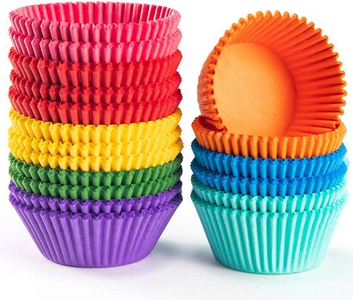 Gifbera Cupcake Liners - Bright Rainbow Solid Color Paper Baking Cups | 400-Count Pack