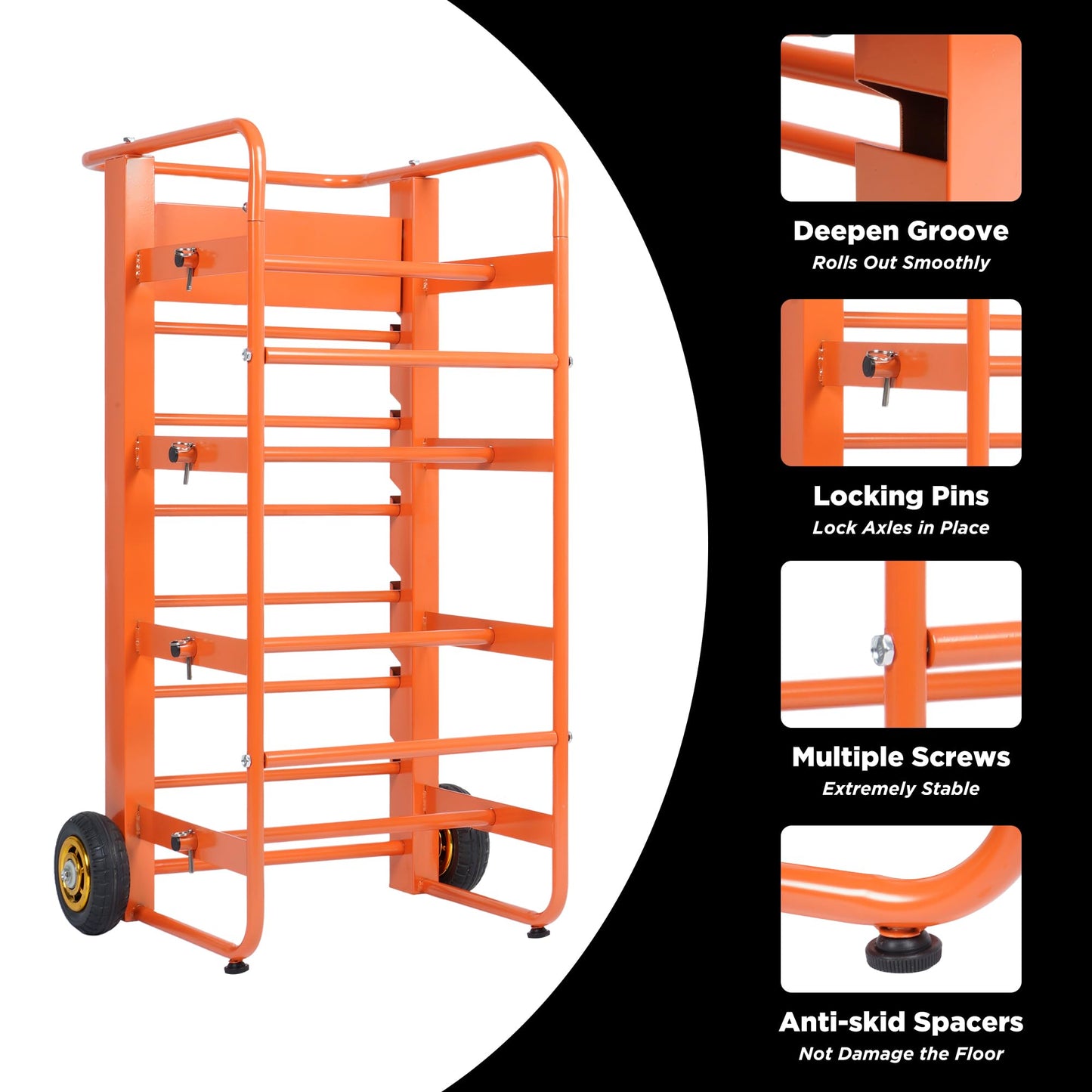 Wire Spool Rack Cable Caddy Wire Spool Cart Multi-Spool Wire Rack Dispenser with 11 Rods Multiple Axles Cable Spool Holder Wire Reel Caddy Cart with Wheels and Box for Electrical Industrial Retail