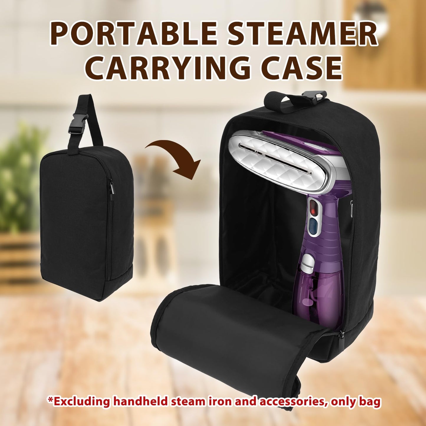 Travel Steamer Bag for Conair Clothes Steamer Travel Irons Carrying Case Portable Storage Bag Handheld Steam Iron Organizer Holder w Hanging Buckle Strap for Steam Iron and Other Accessories, Bag Only