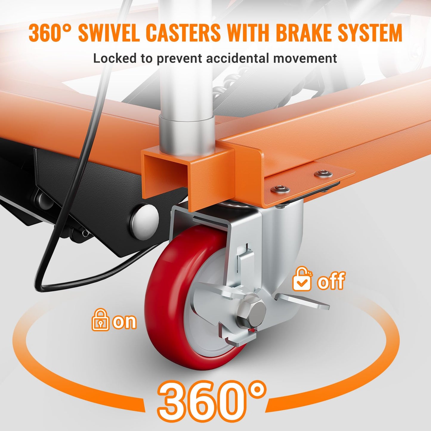 Garvee Hydraulic Lift Table Cart, 1100lbs Capacity 32" Lifting Height, Manual Single Scissor Lift Table with 4 Wheels and Non-Slip Pad, Hydraulic Scissor Cart for Material Handling, Orange
