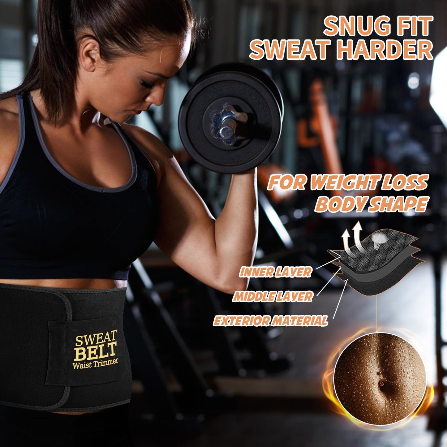 kissleaf Waist Trainers for Women Belly Fat Sweat Band for Stomach Weight Loss Get into Shape Waist Trainer for Women Black
