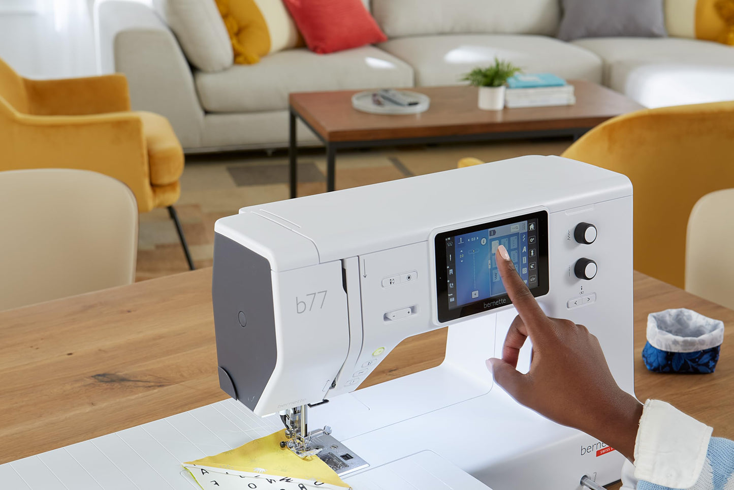 Bernette B77 Computerized Sewing Machine | Heavy Duty, Quilting & Embroidery Kit with Extension Table, Presser Feet, Bobbins, Thread Spools, Needles, Rotary Cutter, LCD Display & $200 Bonus Bundle