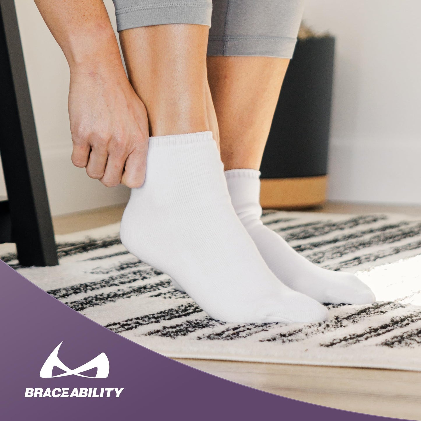 BraceAbility Walking Boot Sock Liners – (1 Pair) Replacement Medical Tube Socks for Under Orthopedic Foot Cast Shoes, Air CAM Walkers, and Surgical Fracture Boots for Men or Women (Short White)