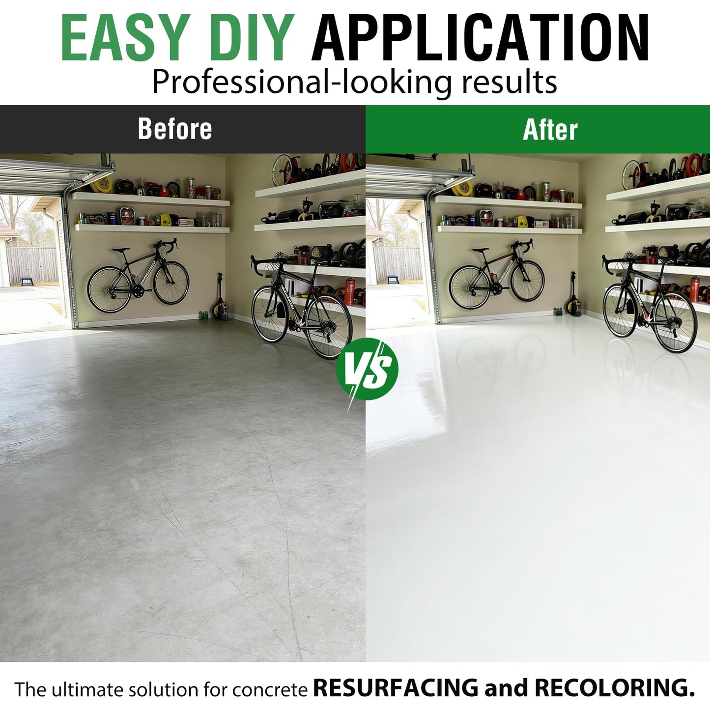 5 Gallon Professional Floor Paint Kit ( White, 800-1000 sq.ft) - Acrylic Concrete Coating for Garages & Indoor and outdoor floors and walls | Single Component Formula | Ready-to-Use | Low VOC|Anti Slip