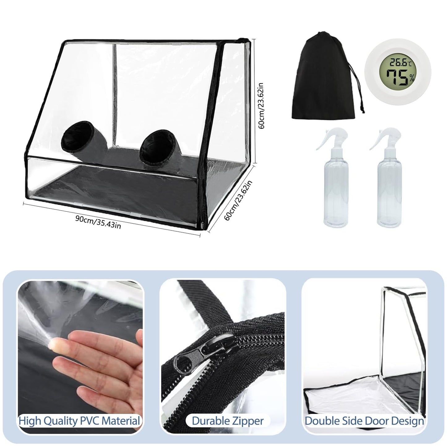 Large Still Air Box Mushroom Grow Tent 35.43x23.62x23.62 Mycology Fume Hood Propagation Stations Grow Kit for Monotub Mushroom Growing for Mushroom Grow Bags with Tilted Surface for Wider Observation