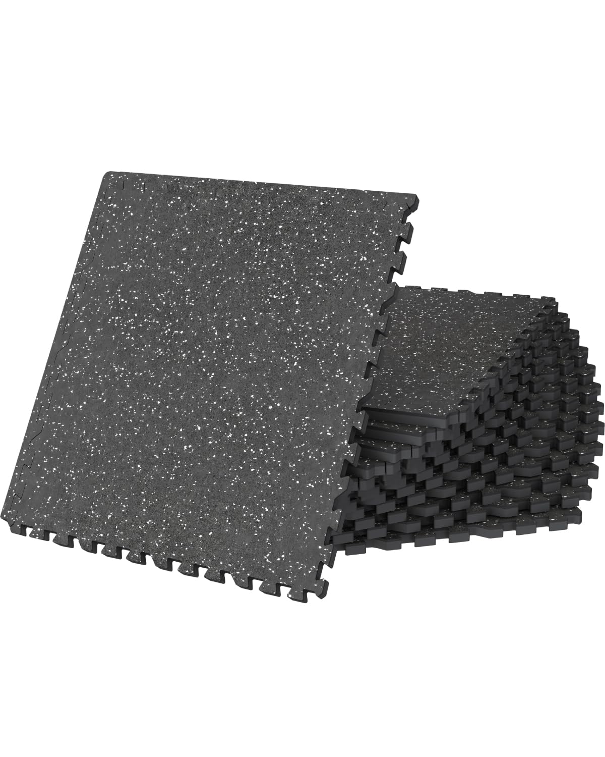 Vivaluz 0.56 Inch Thick 48 Sq Ft Gym Flooring for Home Gym, 12 Tiles Robust Rubber Top with Eva Foam Exercise Equipment Mats, Protective Flooring Puzzle Mat for Fitness Room