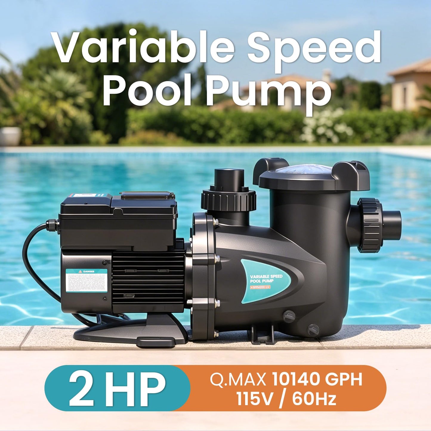 Vidapool Variable Speed Pool Pump, In/Above Pool Pump with Filter Basket, 2 HP, 115V, 10140GPH