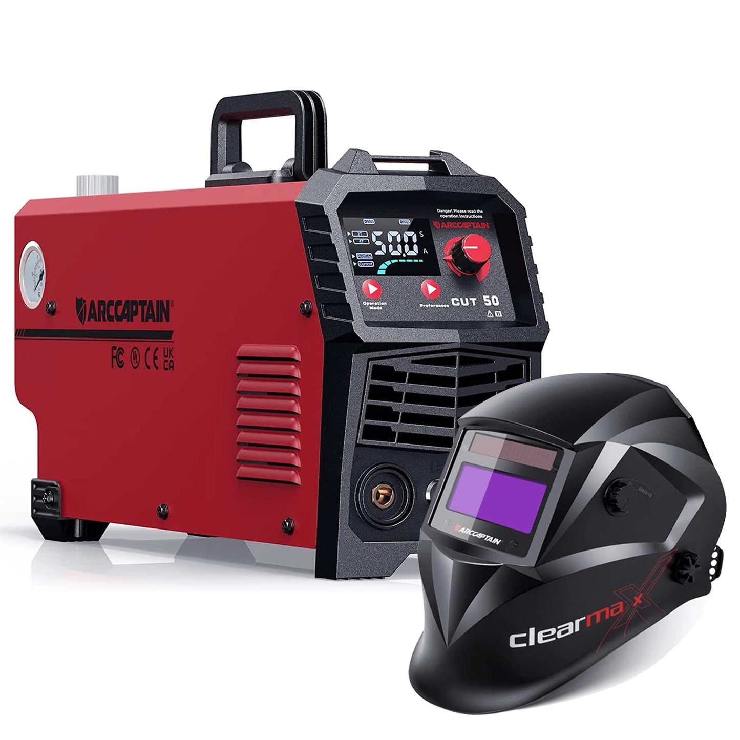 ARCCAPTAIN 50A Plasma Cutter & Welding Helmet