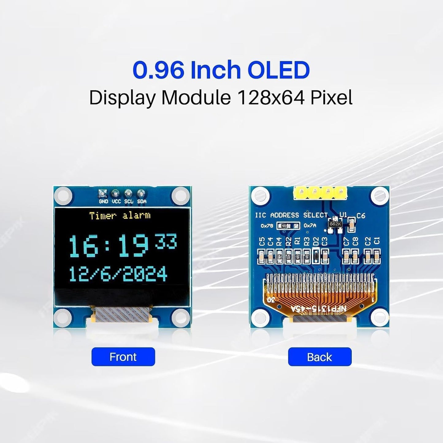 ELEGOO 3PCS 0.96 Inch SSD1306 I2C OLED Display Screen Module Compact Self-Luminous Display Mini Screens for Arduino