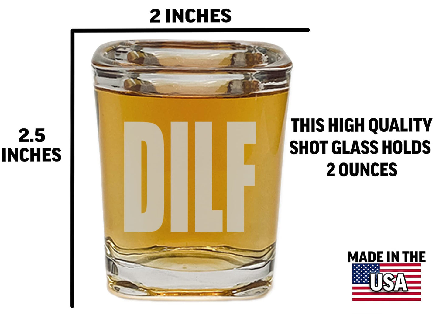 Rogue River Tactical Square Funny DILF Shot Glass Gift For Him Husband Dad Father Joke Gag Gift