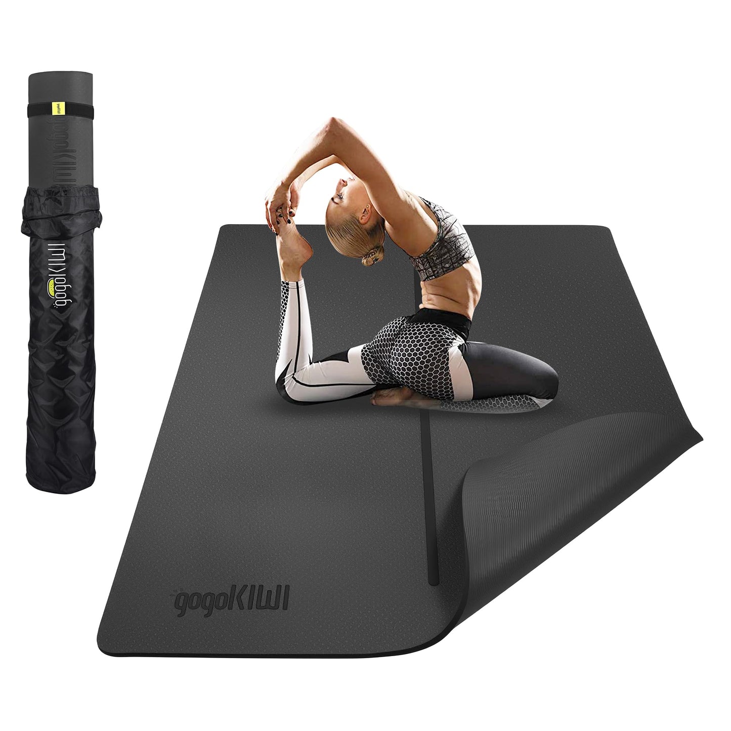 Gogokiwi Large Yoga Mat (6'x4') Extra Wide Workout Mat for Home, Non Slip Fitness & Exercise Mat for Home Gym, Yoga, Pilates, Stretching, and Floor