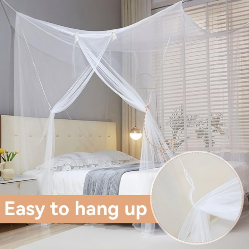 COZFUR Mosquito Net for Bed Mosquiteros Cameros para Cuba One Side Opening White Bed Canopy Netting for Bedroom Camping Outdoor Travel (L75 X W35 X H63 Inch)