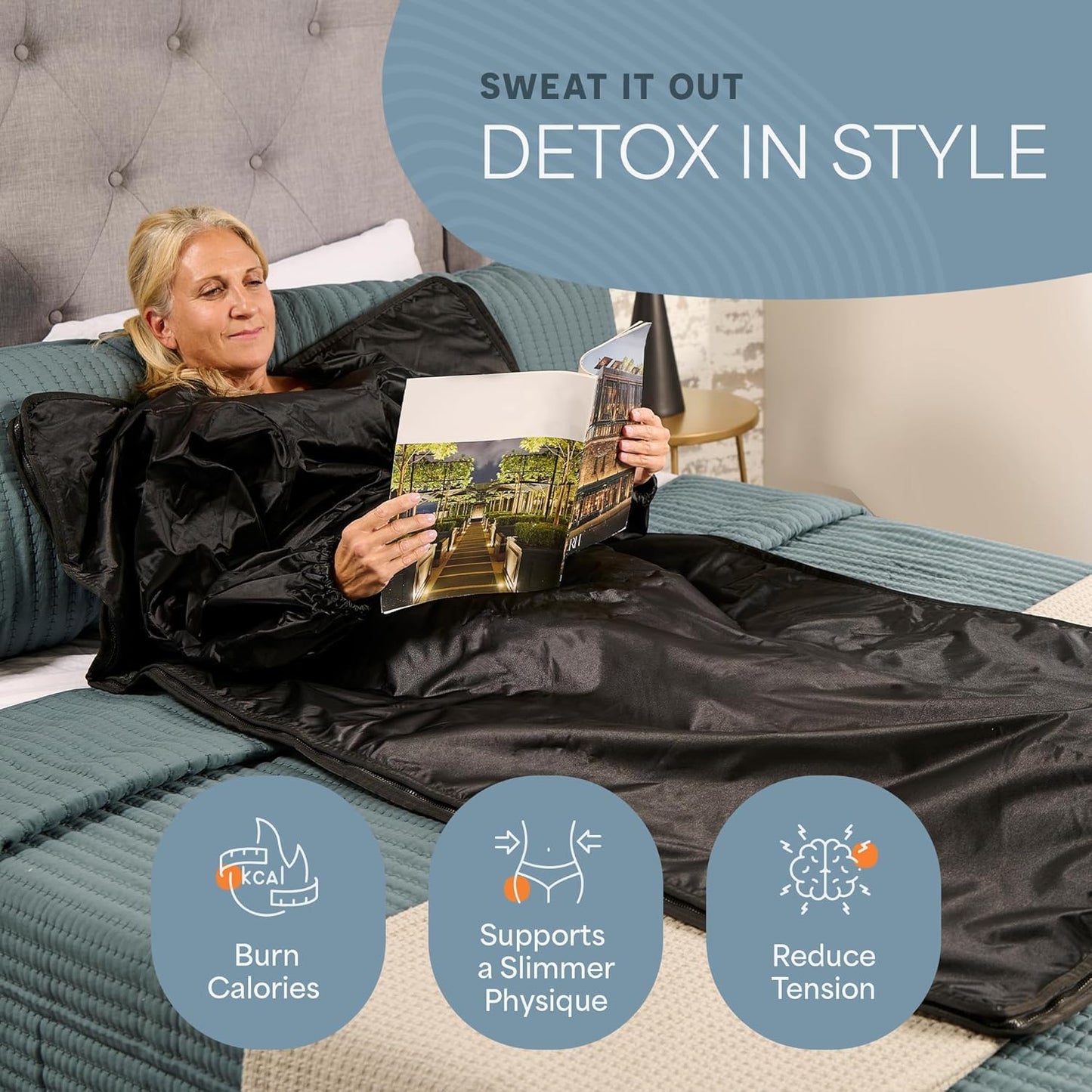 LifePro CozyWrap Sauna Blanket with Dual-Zone Heat— Infrared Sauna Wrap for Deep Sweating & Relaxation — Portable Infrared Blanket 90–180°F Temp Control & 5 Thermal Wraps Included