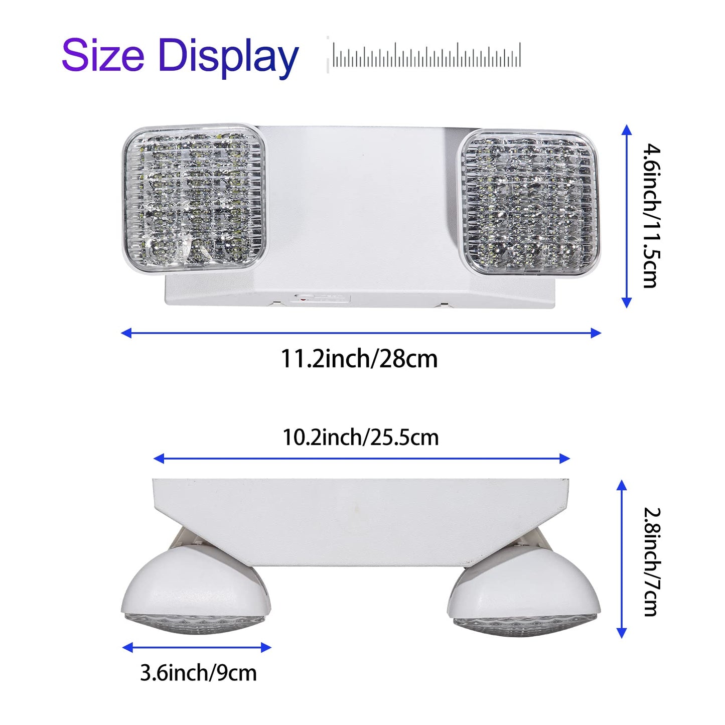 TANLUX LED Emergency Light with Wire Guard, Protective Coated Steel Wire Guard with Emergency Light